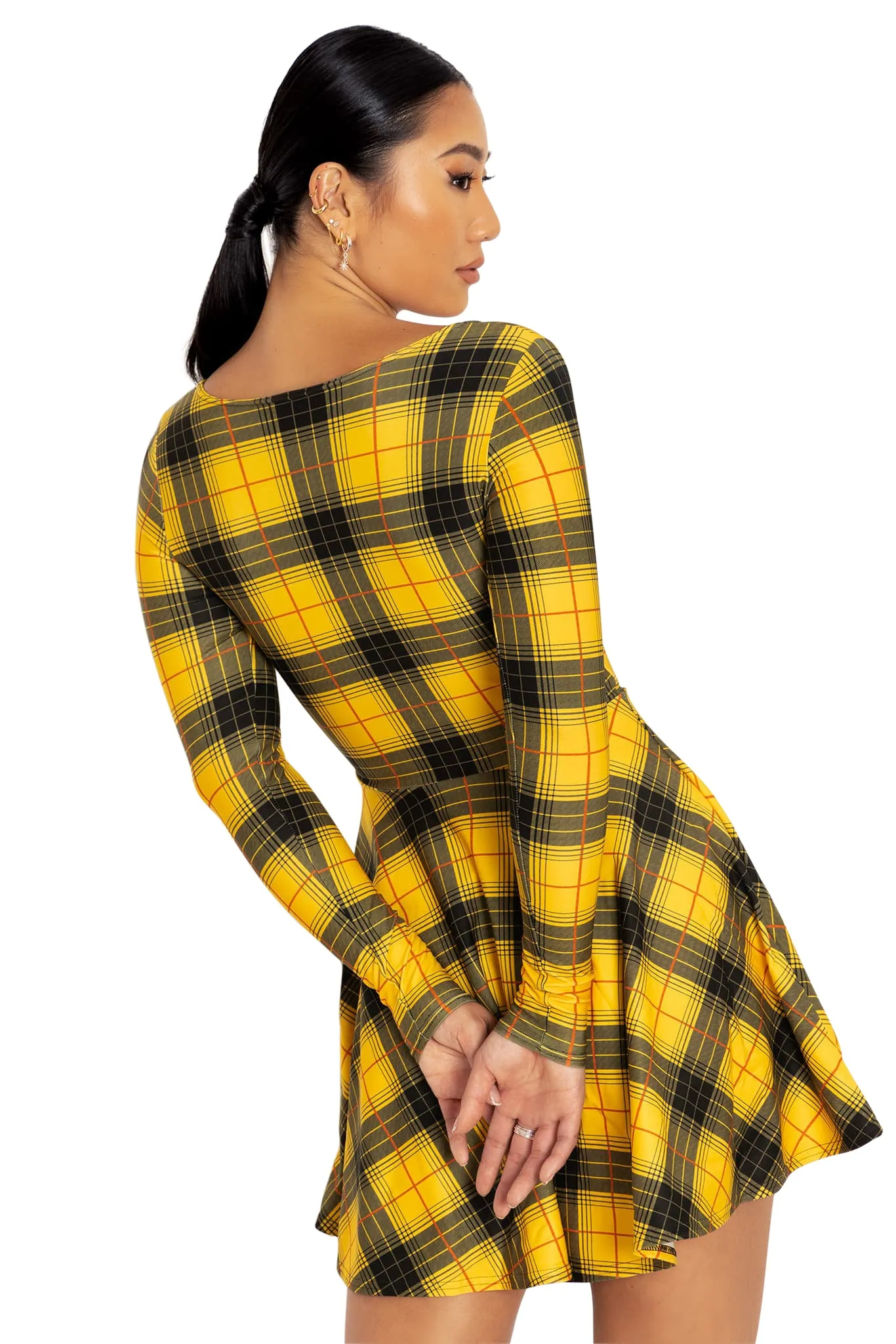 Tartan Grunge Toastie Long Sleeve Skater Dress