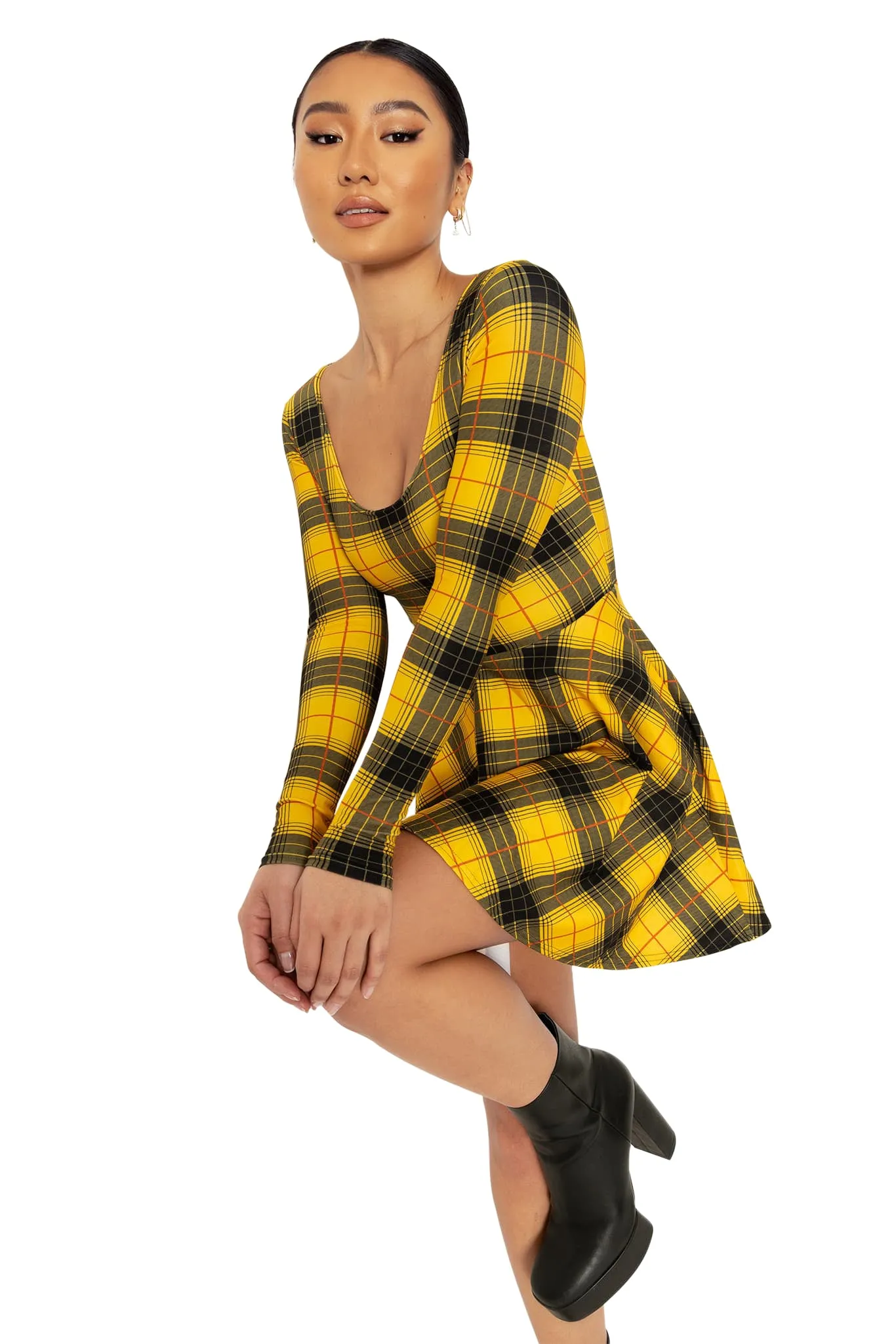 Tartan Grunge Toastie Long Sleeve Skater Dress