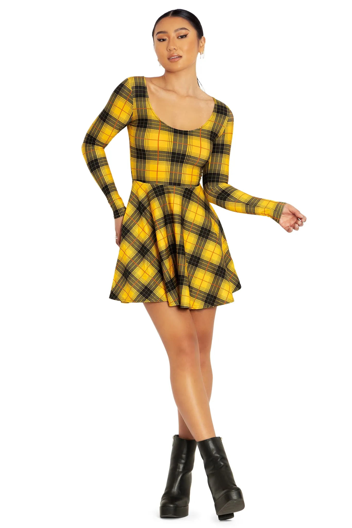 Tartan Grunge Toastie Long Sleeve Skater Dress