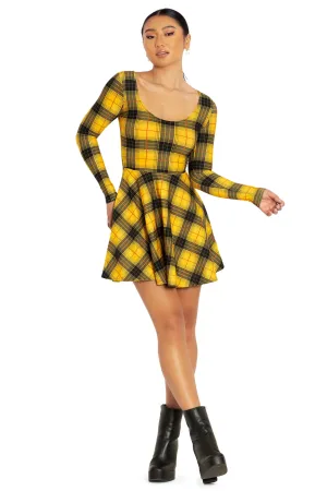 Tartan Grunge Toastie Long Sleeve Skater Dress