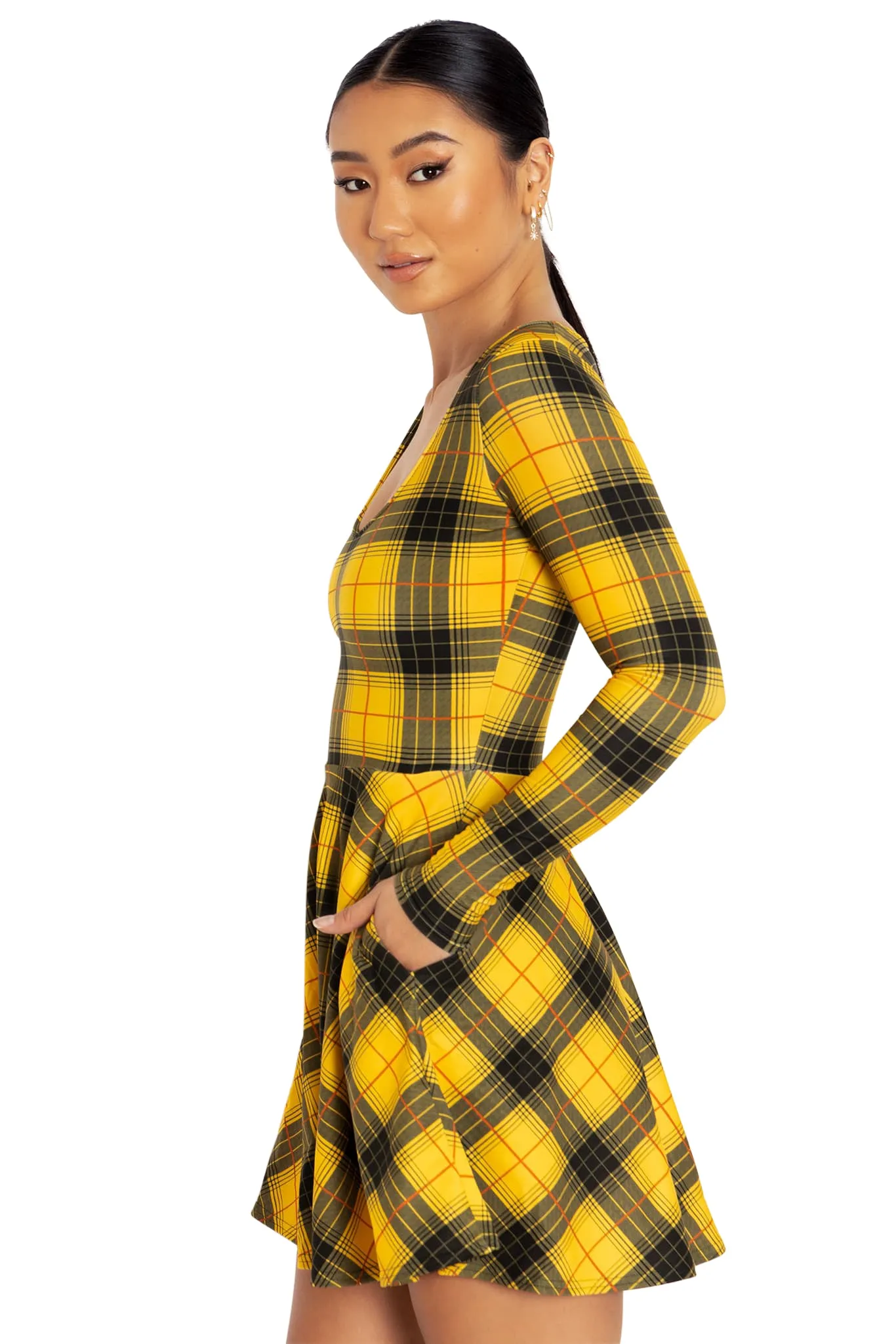 Tartan Grunge Toastie Long Sleeve Skater Dress