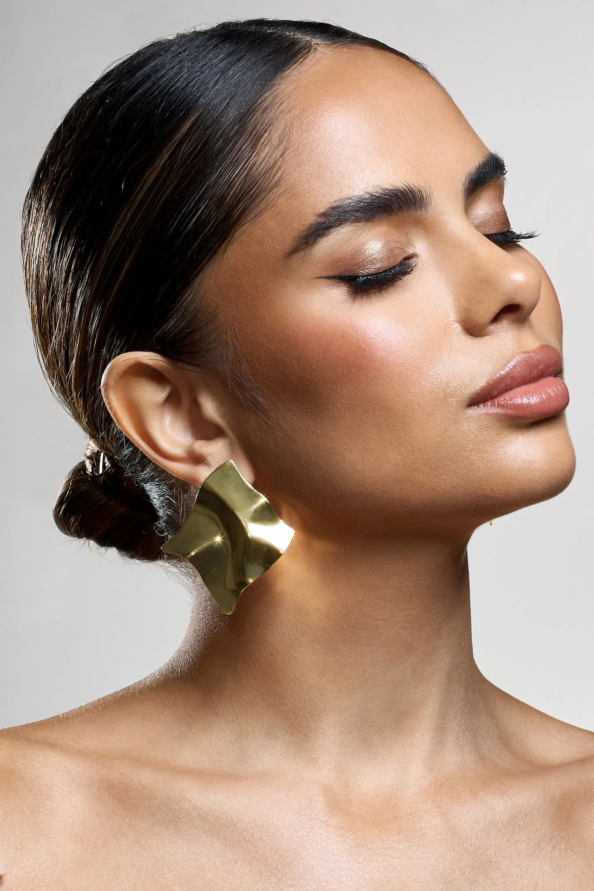 Tatian | Gold Abstract Square Earrings