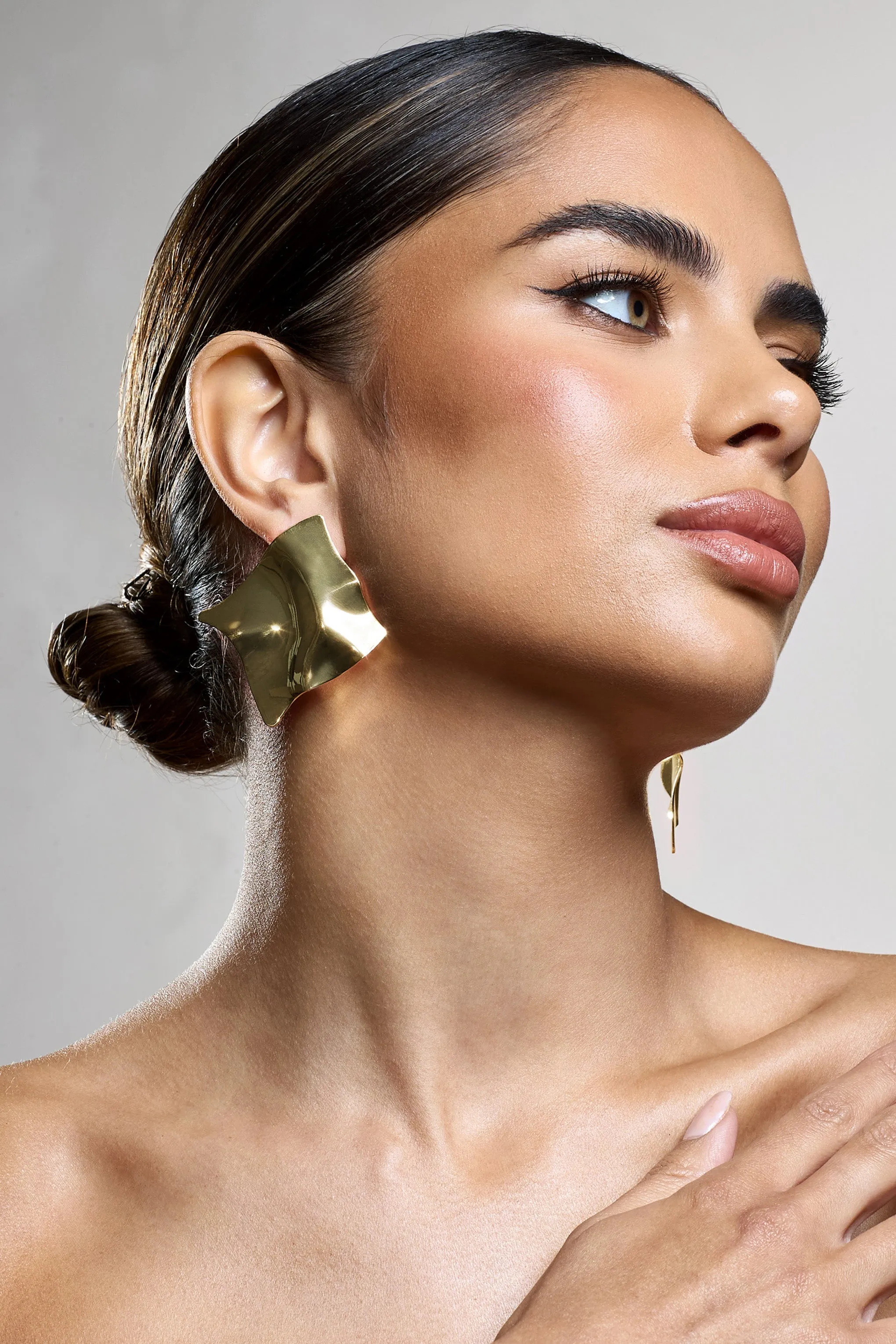 Tatian | Gold Abstract Square Earrings