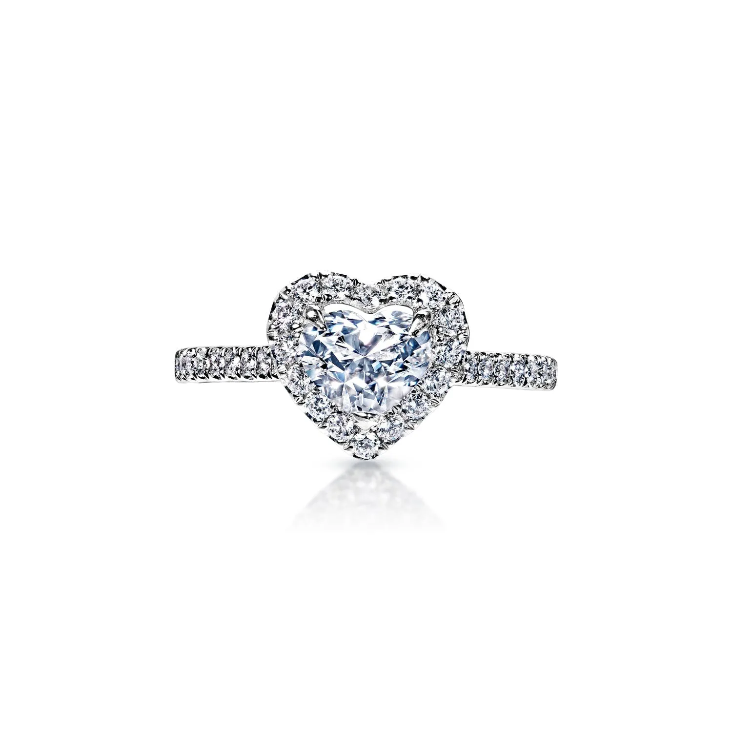 Teagan 1 Carat E VVS2 Heart Shape Diamond Engagement Ring in 18k White Gold By Mike Nekta. GIA Certified