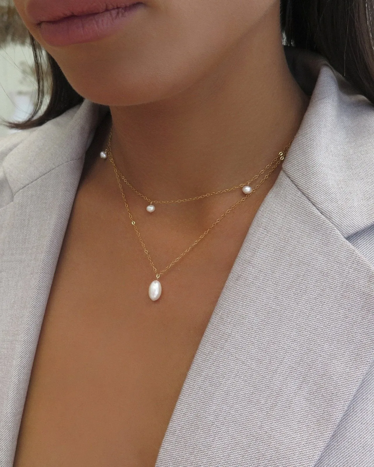 Teardrop Pearl Necklace Set (10% Off)