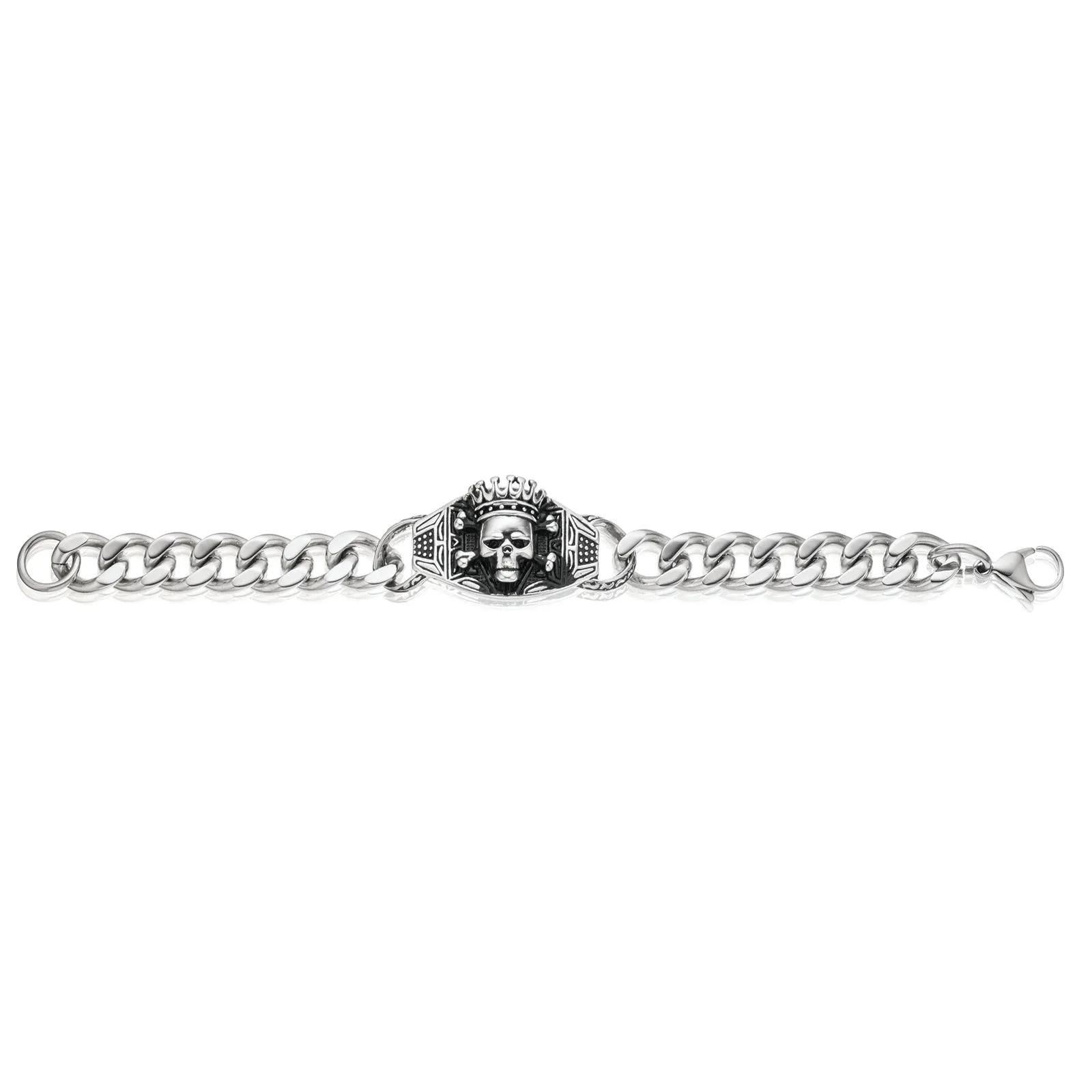 Tensity 22cm Stainless Steel Skull Crown Bracelet