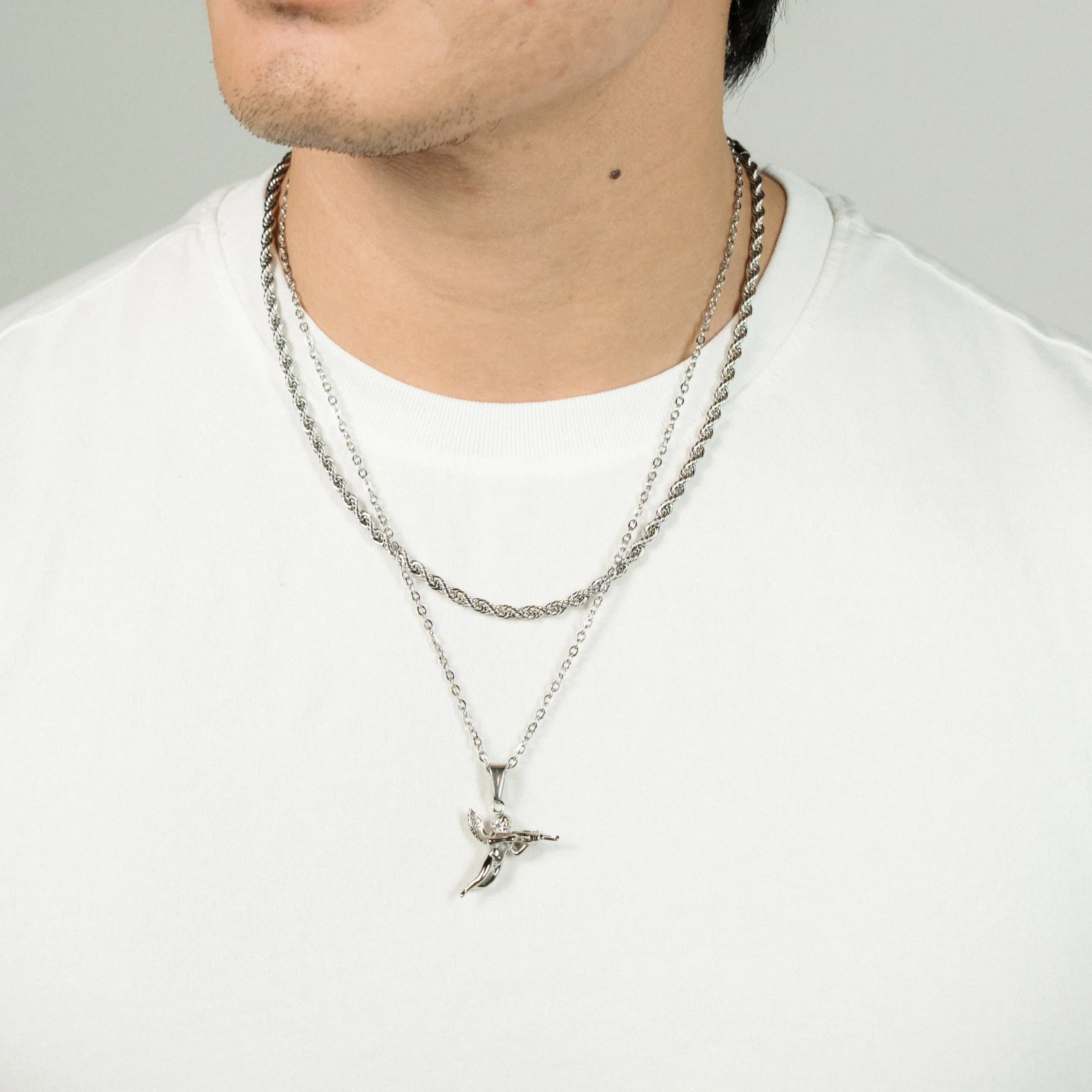 The Gangster Cupid Pendant Set - Silver RG1014S