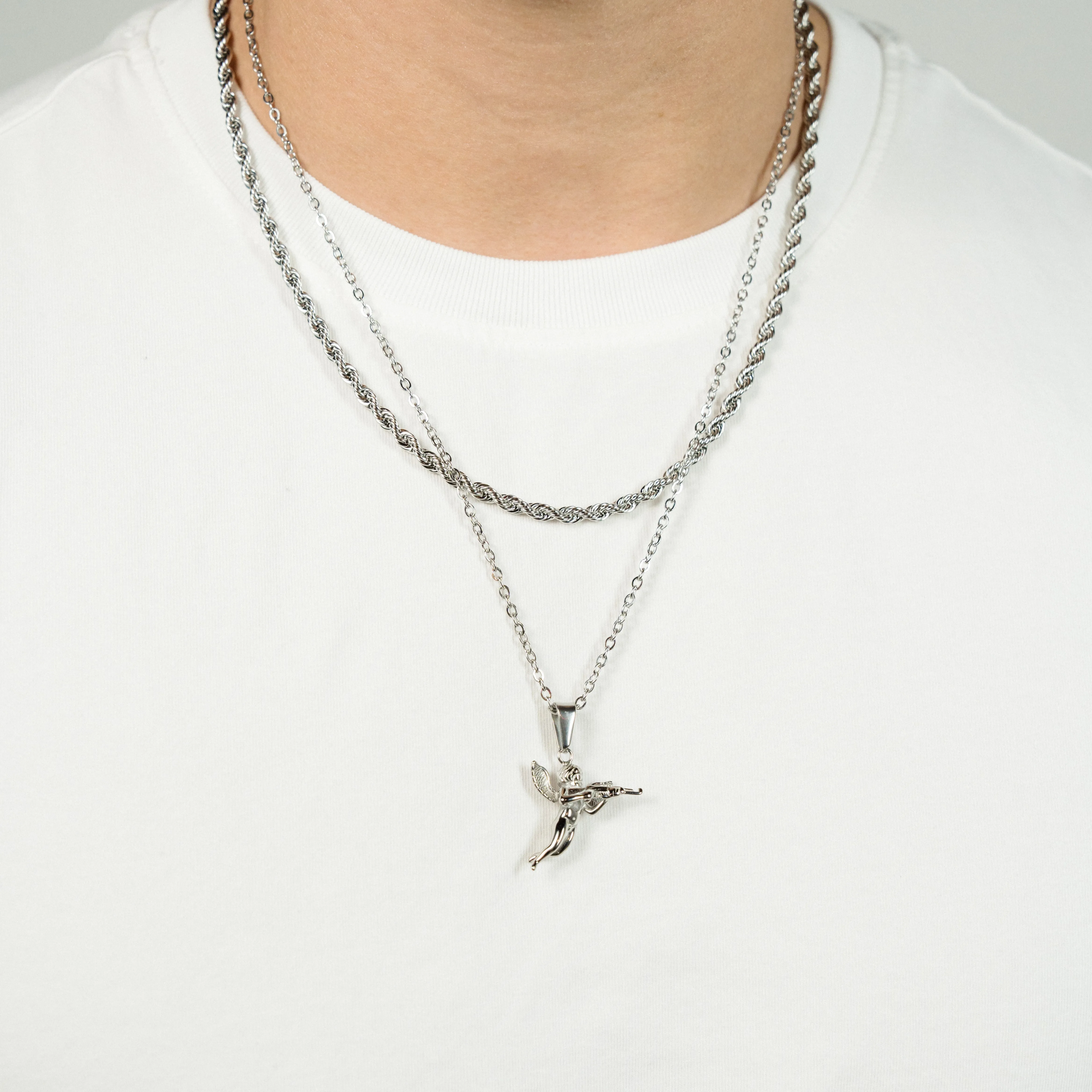 The Gangster Cupid Pendant Set - Silver RG1014S