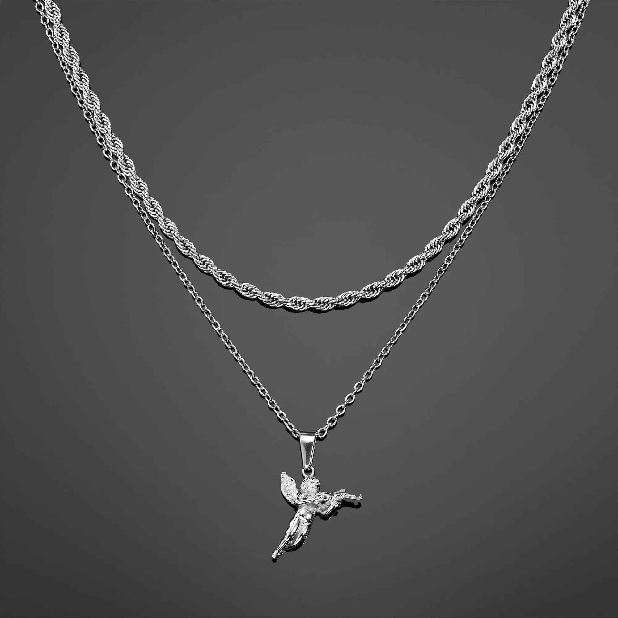 The Gangster Cupid Pendant Set - Silver RG1014S