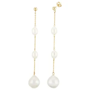 Triple Baroque Pearl Dangle Earrings