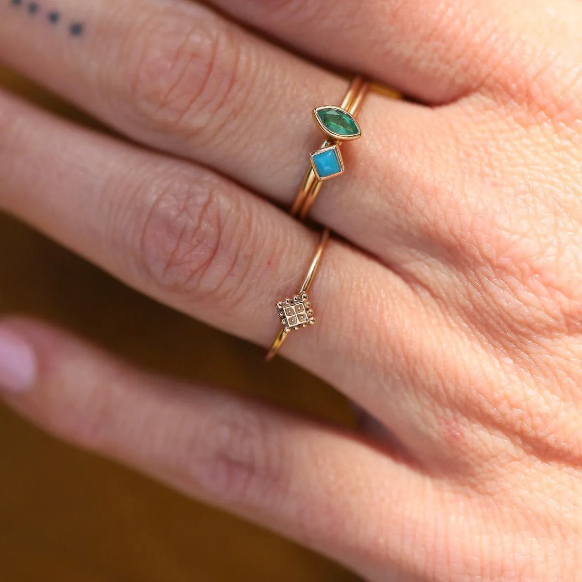 Turquoise Stacking Ring - Princess Cut