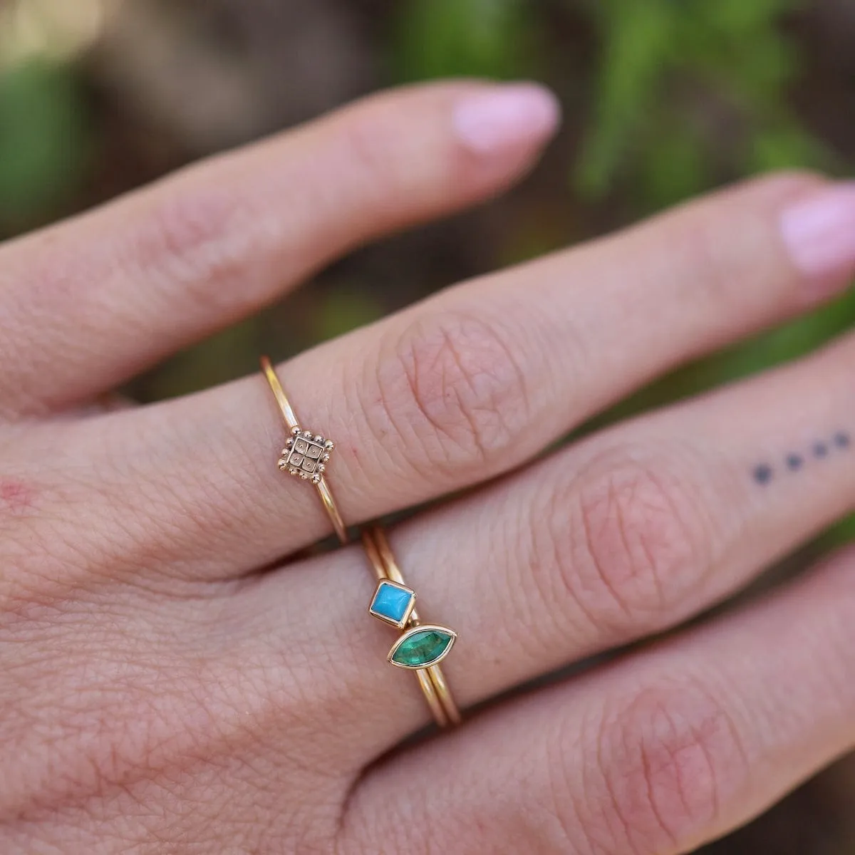 Turquoise Stacking Ring - Princess Cut