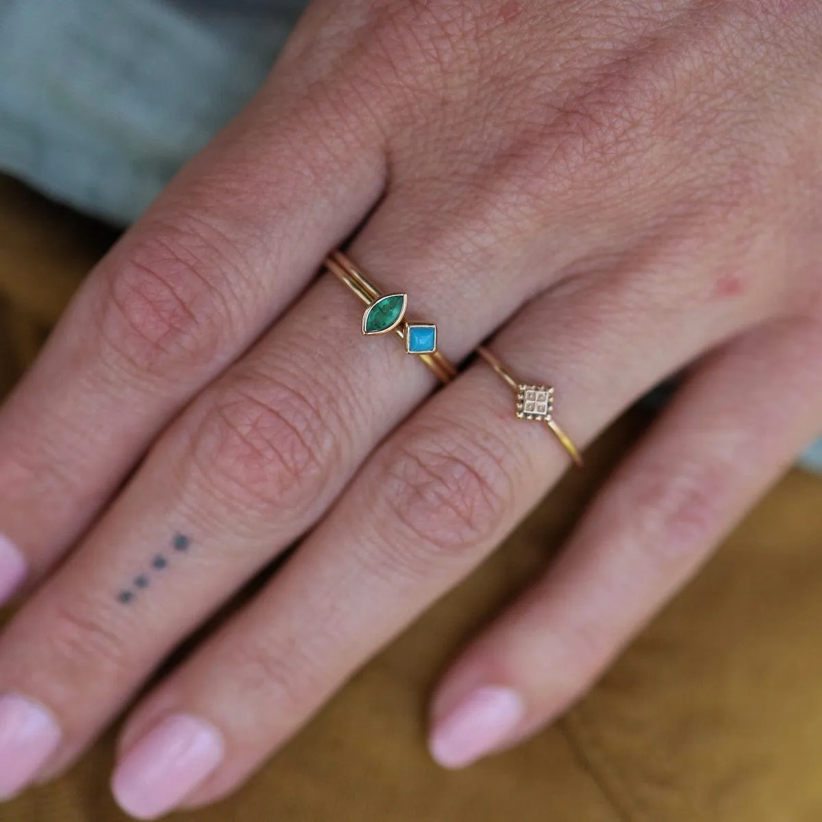 Turquoise Stacking Ring - Princess Cut