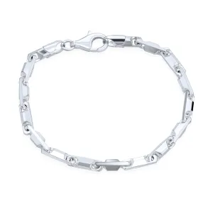 Unisex Sleek Rugged Chain Link Bracelet Sterling Silver Made in Italy 88.5 Inch