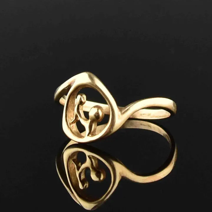 Vintage 14K Gold Vermeil Mother Baby Cutout Push Present Ring