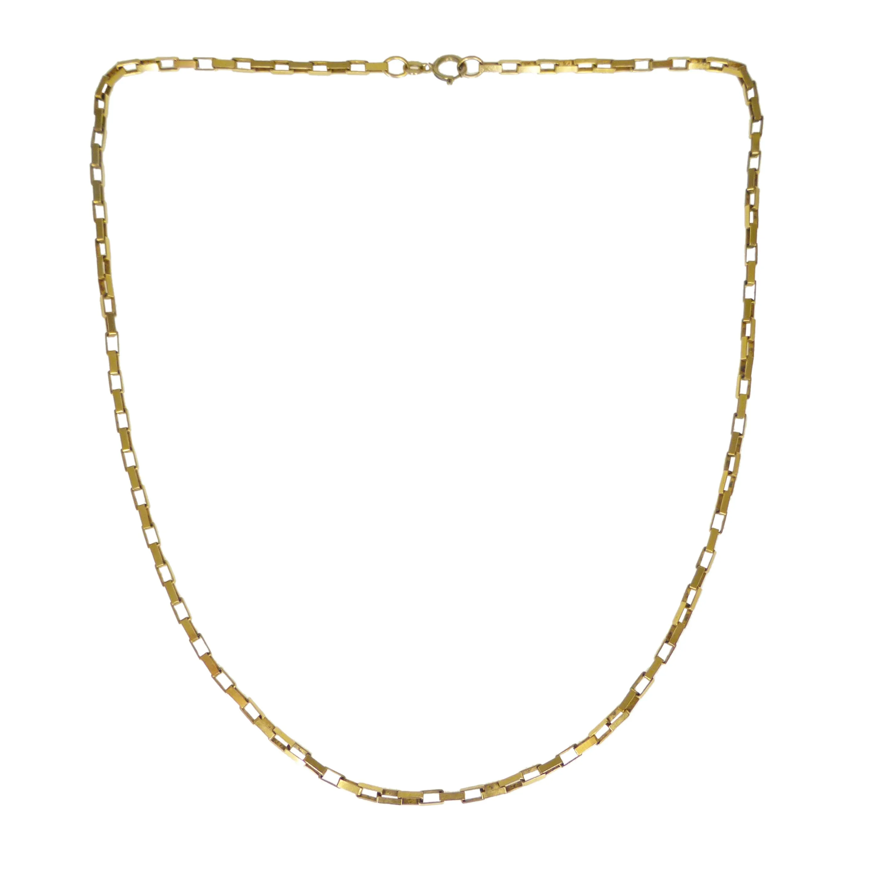 Vintage 9ct Gold Venetian Rectangular Box Chain Necklace