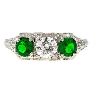 Vintage Diamond & Emerald Ring