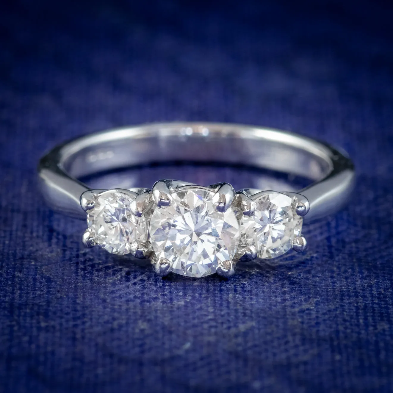 Vintage Diamond Trilogy Engagement Ring 18ct White Gold 1.10ct Of Diamond