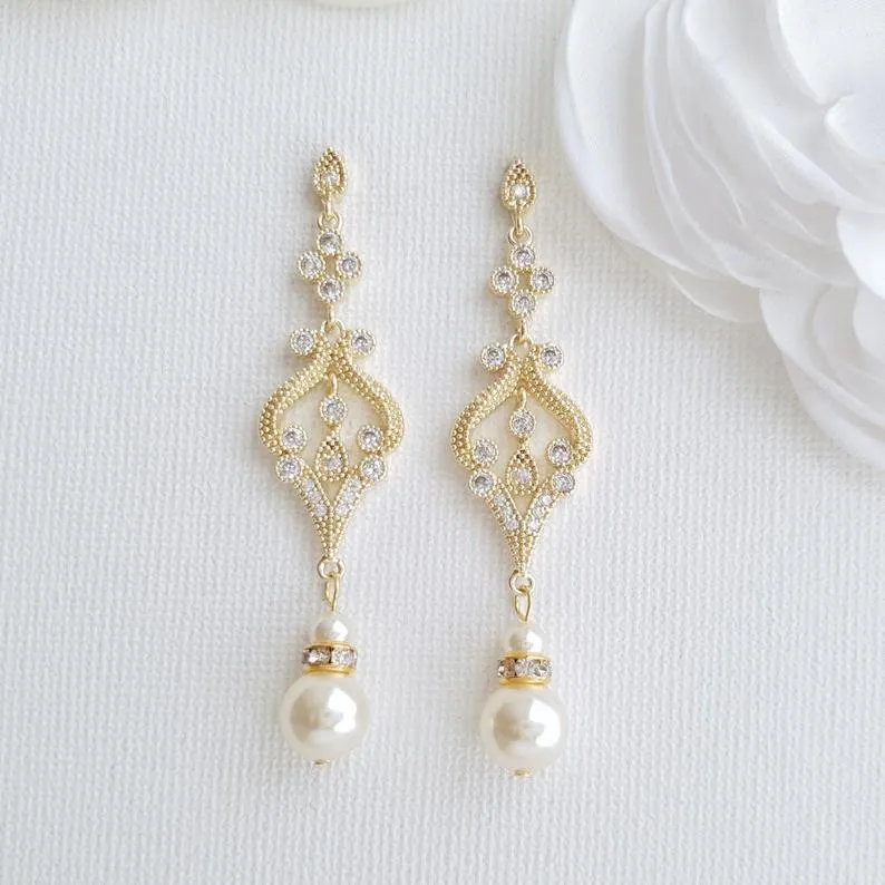 Vintage Gold Earrings-Elizabeth