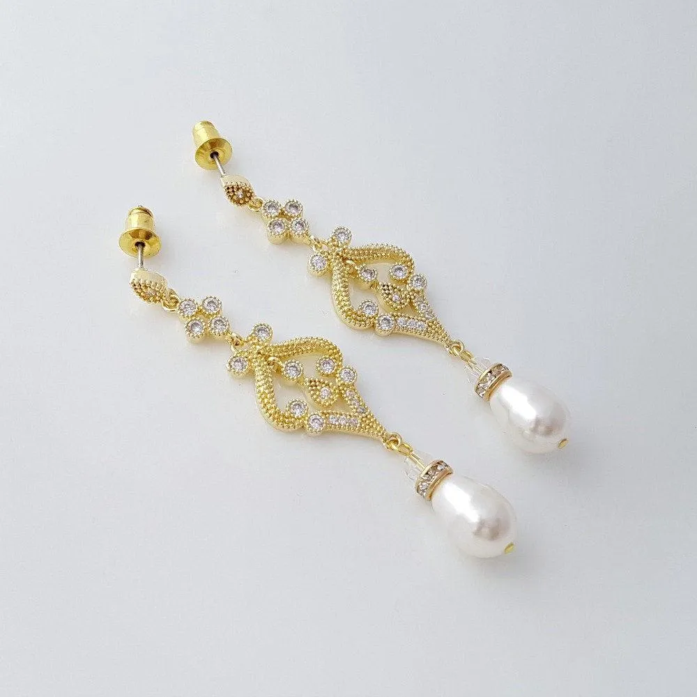 Vintage Gold Earrings-Elizabeth