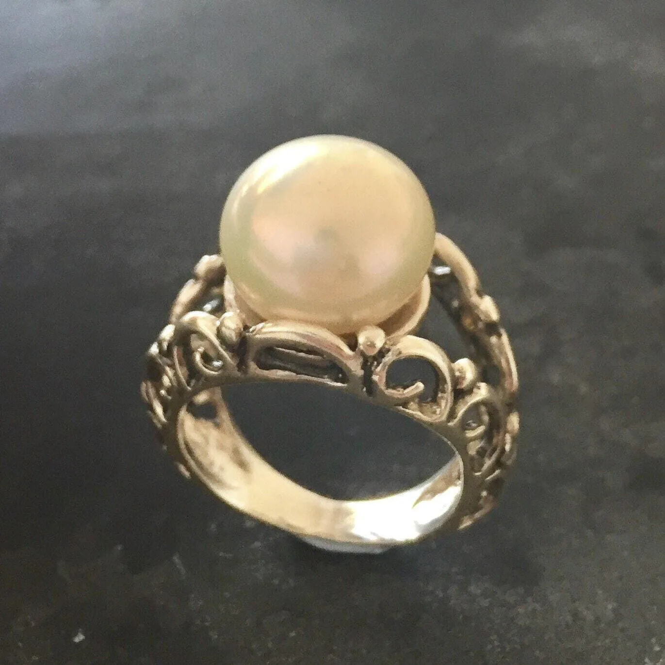 Vintage Pearl Ring - Natural White Pearl Ring - Statement Pearl Ring