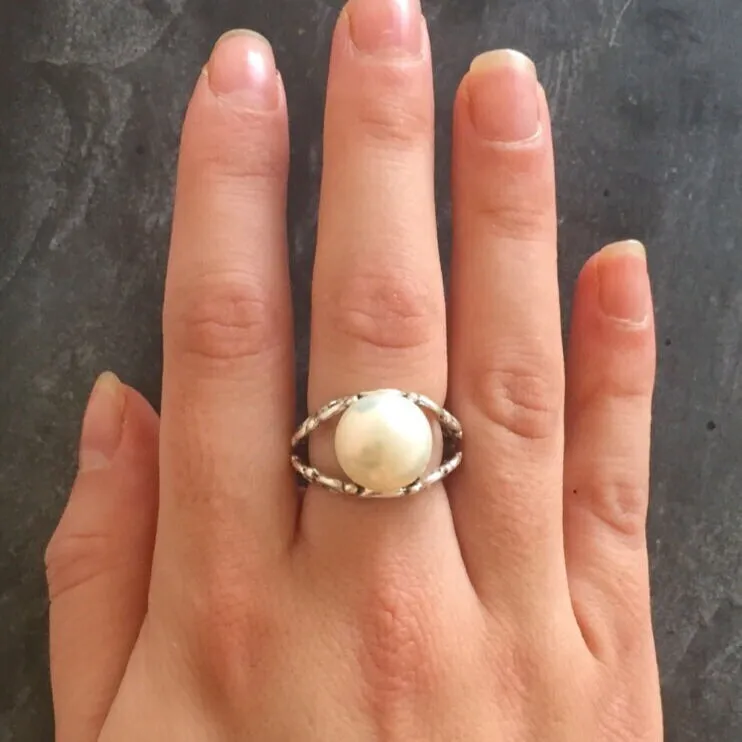 Vintage Pearl Ring - Natural White Pearl Ring - Statement Pearl Ring