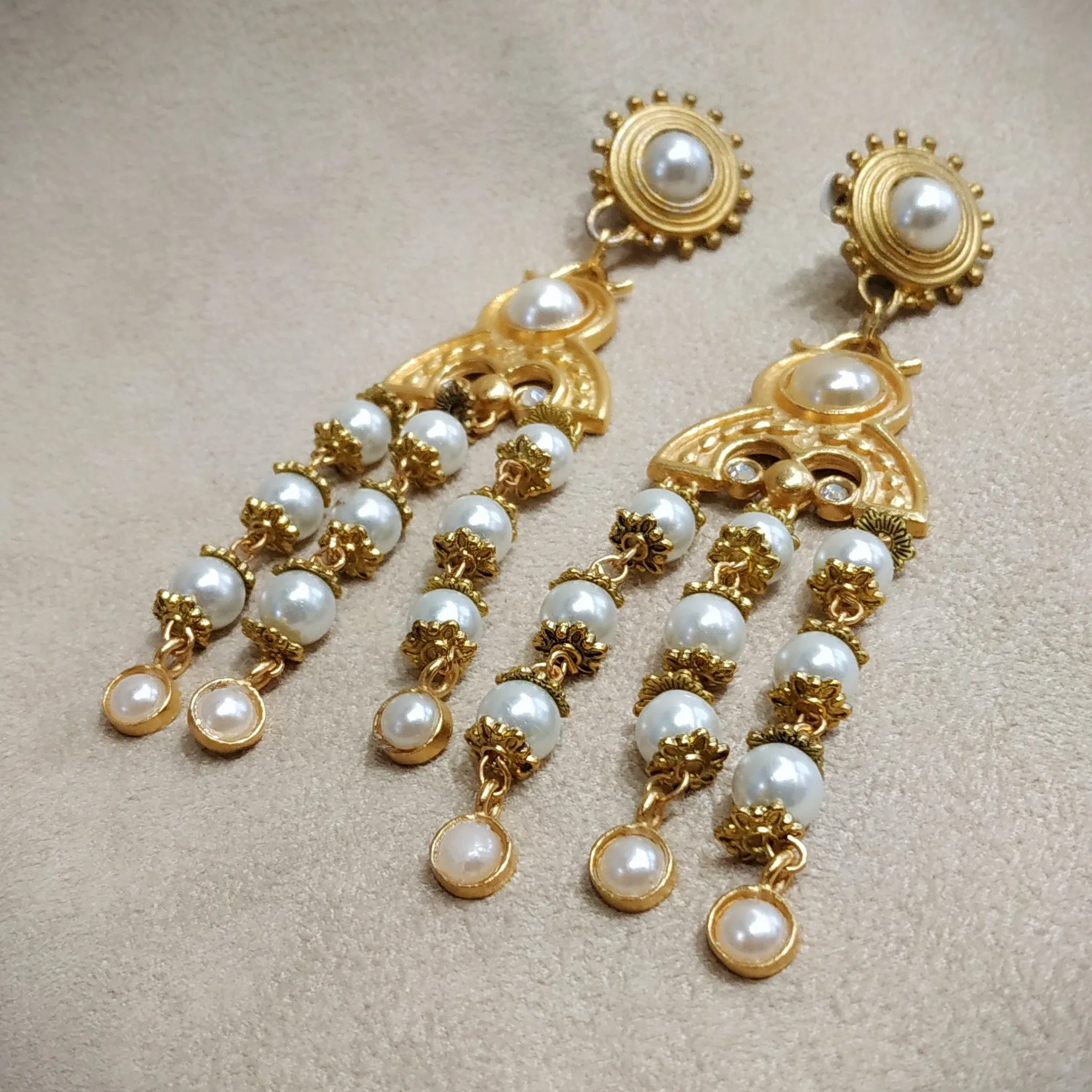 Vintage Rima Ariss Drop Pearl Chandelier Earrings