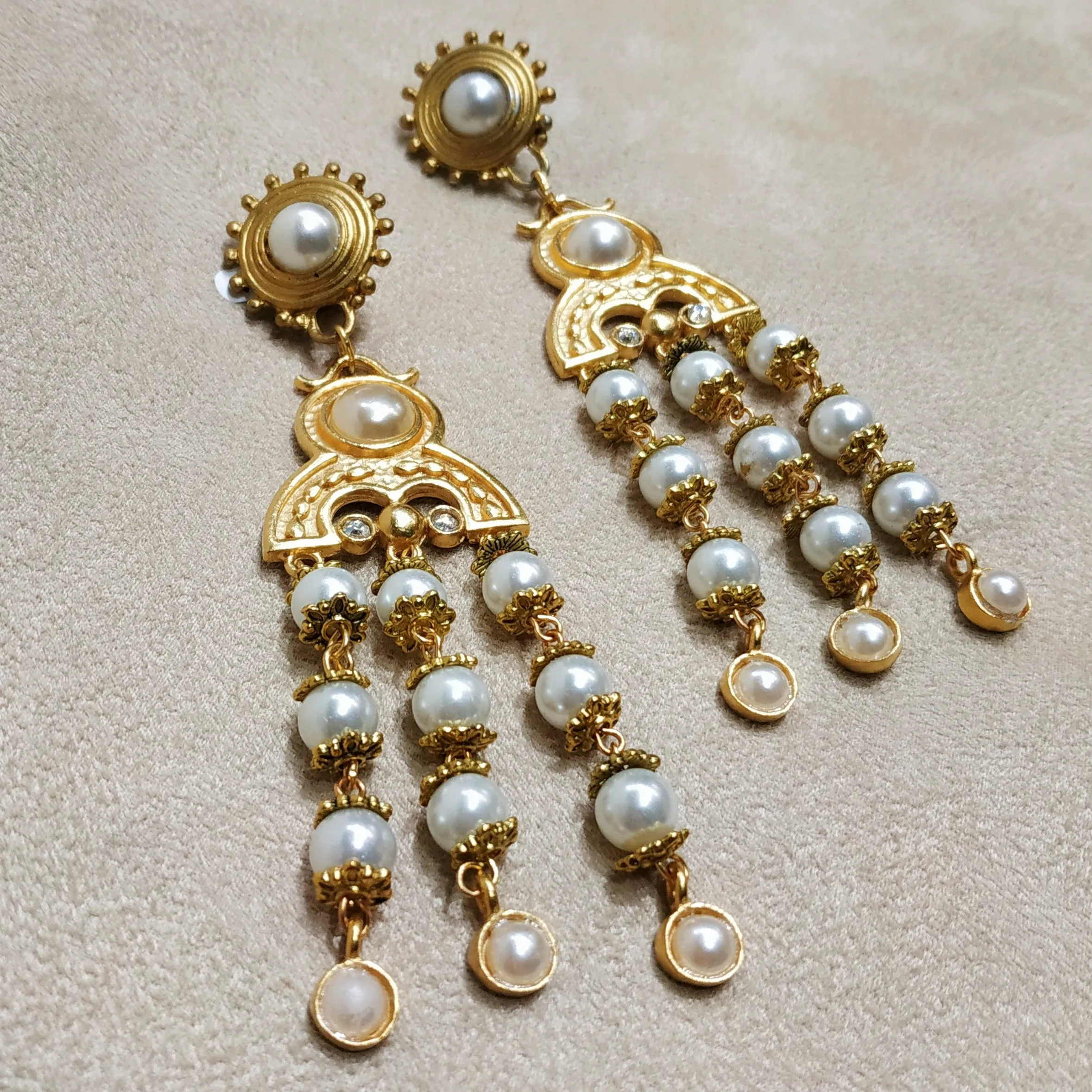 Vintage Rima Ariss Drop Pearl Chandelier Earrings