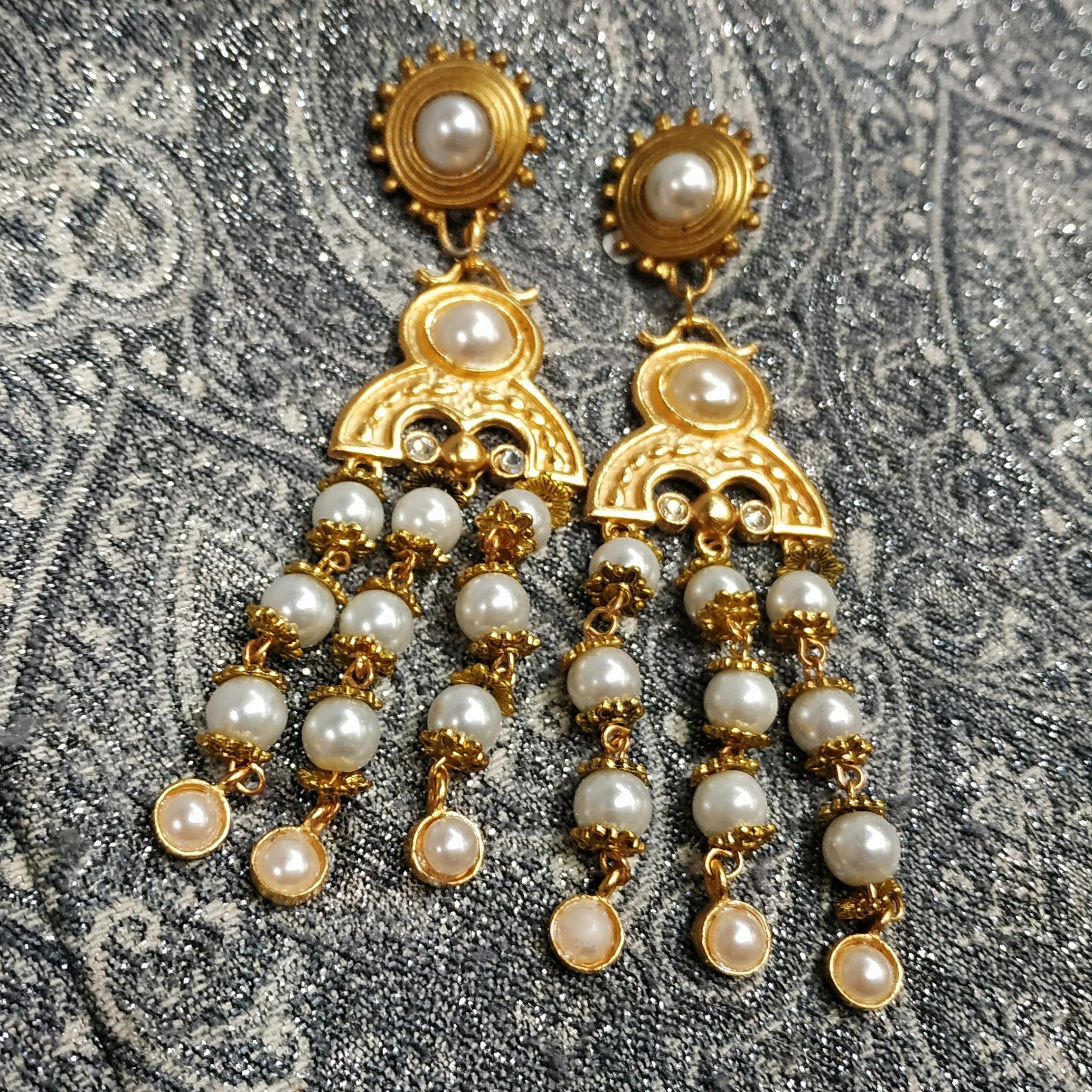 Vintage Rima Ariss Drop Pearl Chandelier Earrings