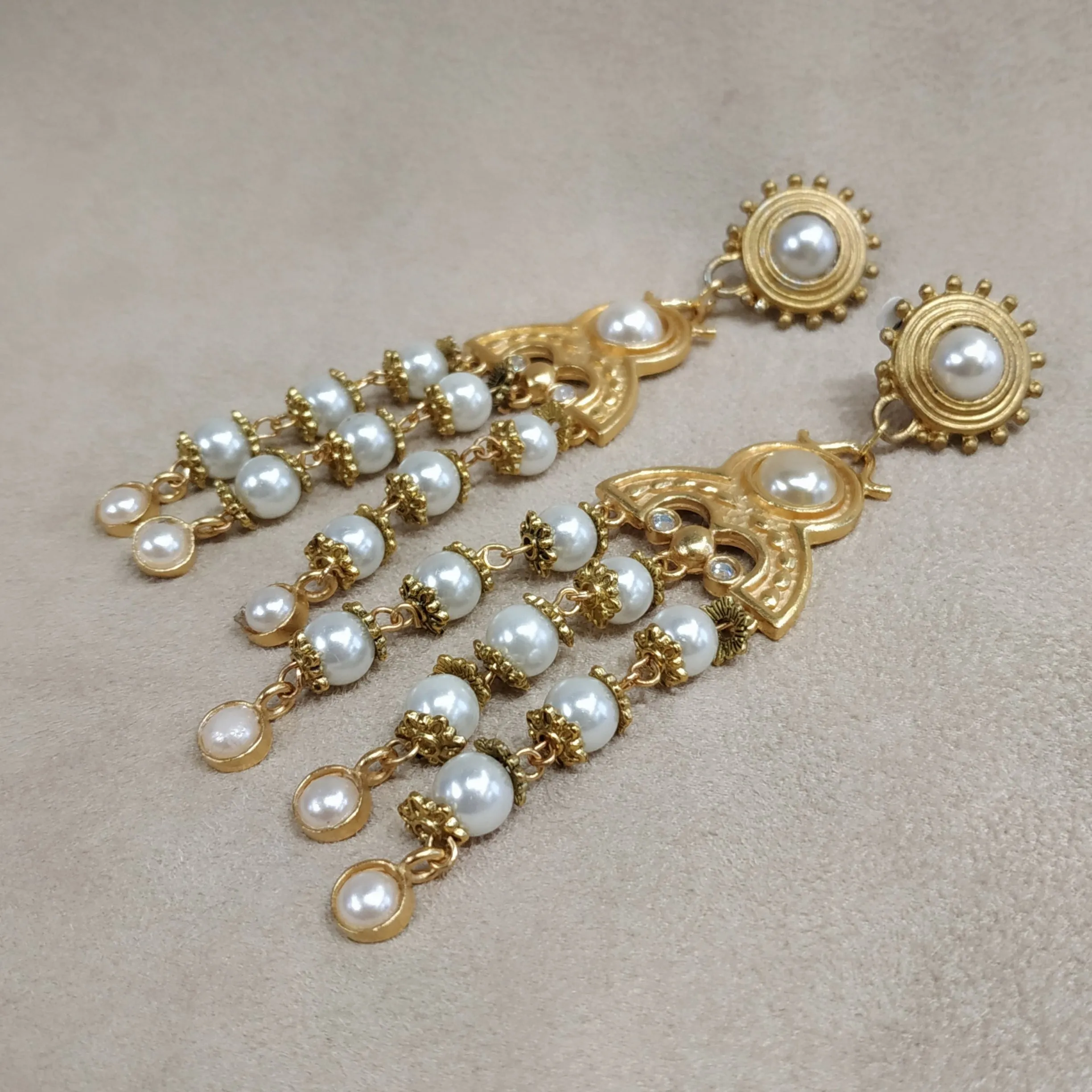 Vintage Rima Ariss Drop Pearl Chandelier Earrings