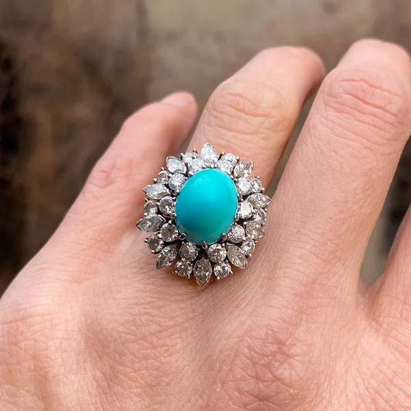 Vintage Turquoise & Diamond Ring