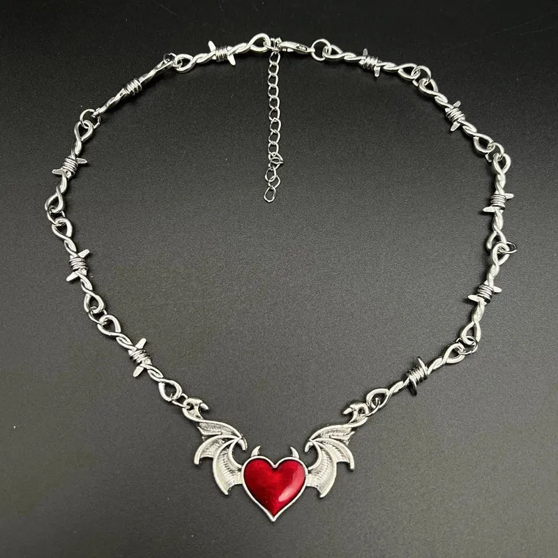 'Virtue' Heart Barbed Wire Choker Necklace