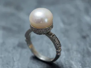 White Pearl Ring - Pearl Vintage Ring - Statement Pearl Ring